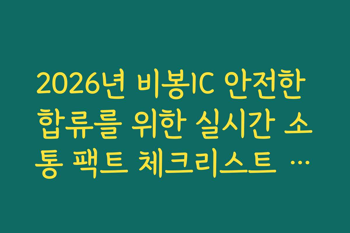 2026년 비봉IC 안전한 합류를 위한 실시간 소통 팩트 체크리스트 확인