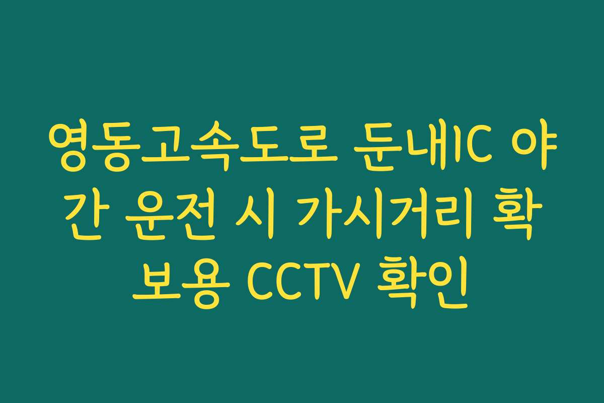 영동고속도로 둔내IC 야간 운전 시 가시거리 확보용 CCTV 확인