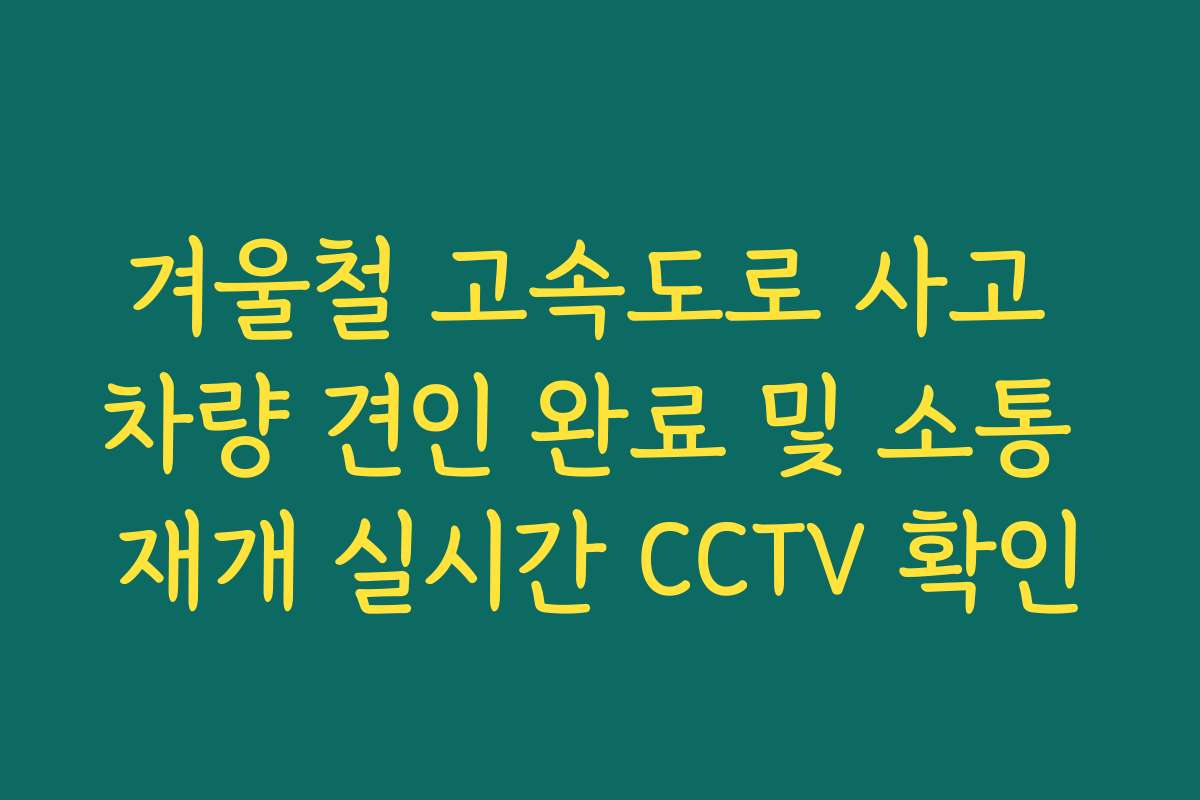 겨울철 고속도로 사고 차량 견인 완료 및 소통 재개 실시간 CCTV 확인