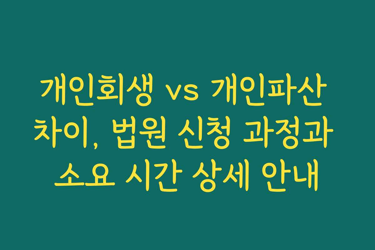 개인회생 vs 개인파산 차이, 법원 신청 과정과 소요 시간 상세 안내