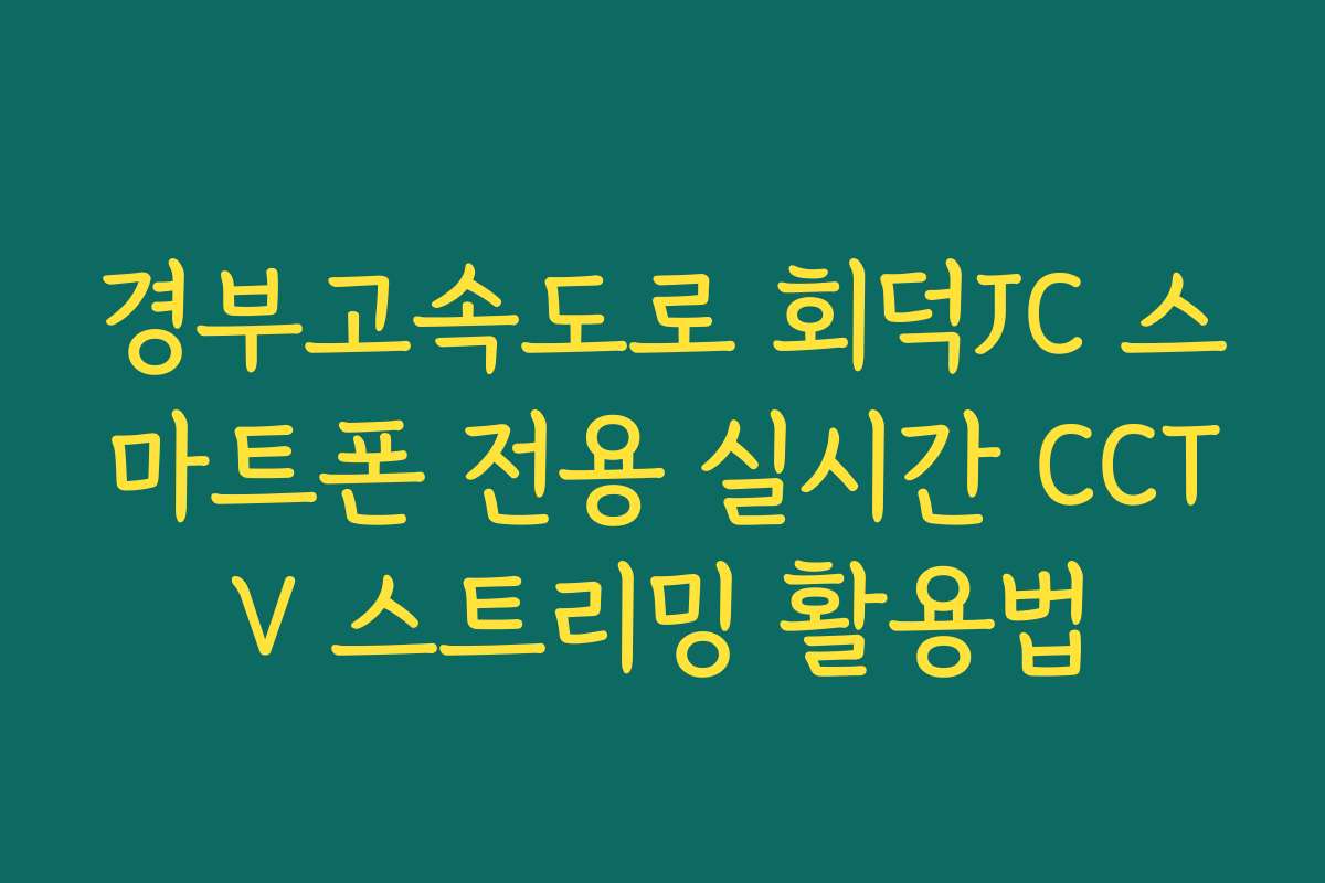 경부고속도로 회덕JC 스마트폰 전용 실시간 CCTV 스트리밍 활용법