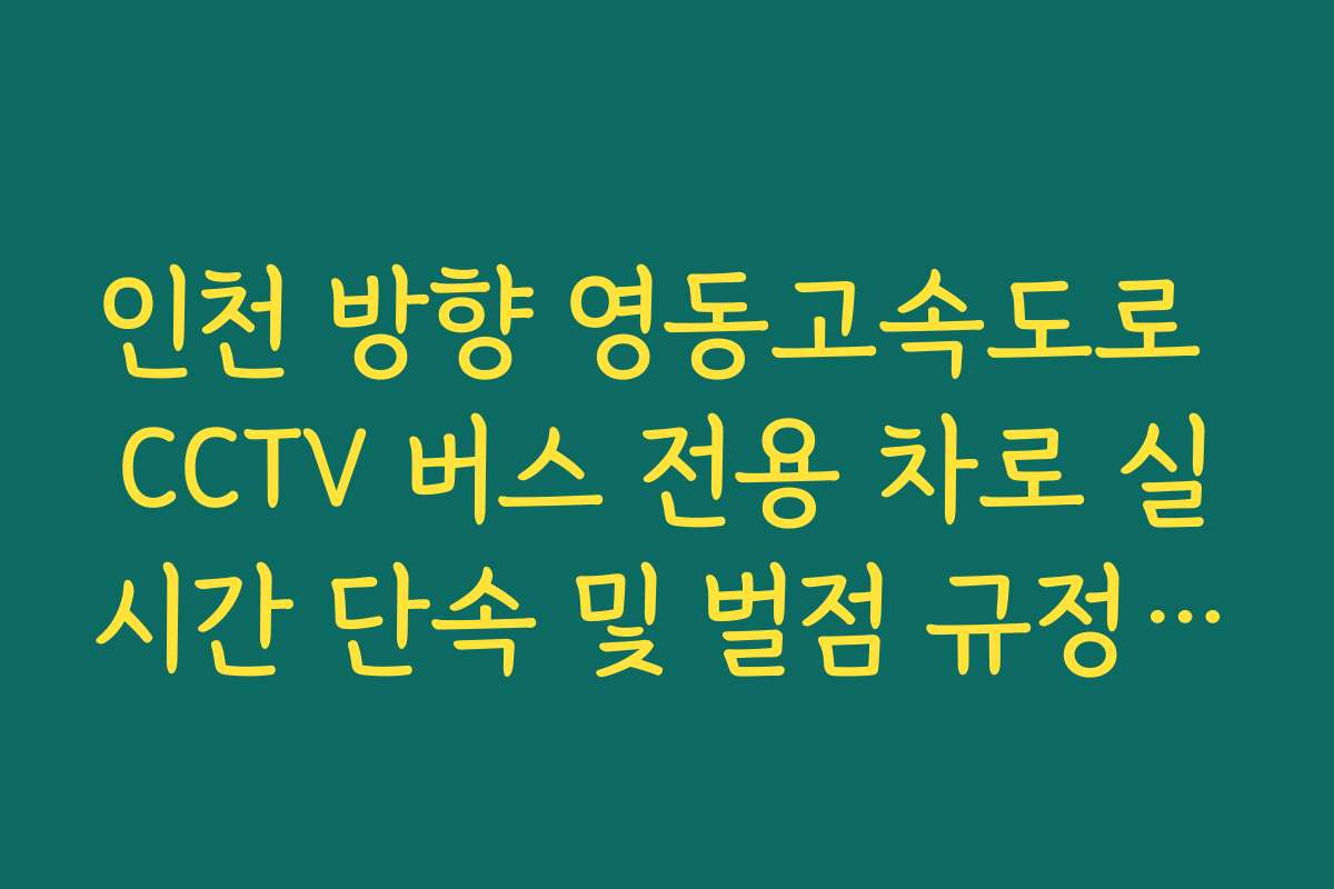 인천 방향 영동고속도로 CCTV 버스 전용 차로 실시간 단속 및 벌점 규정 안내