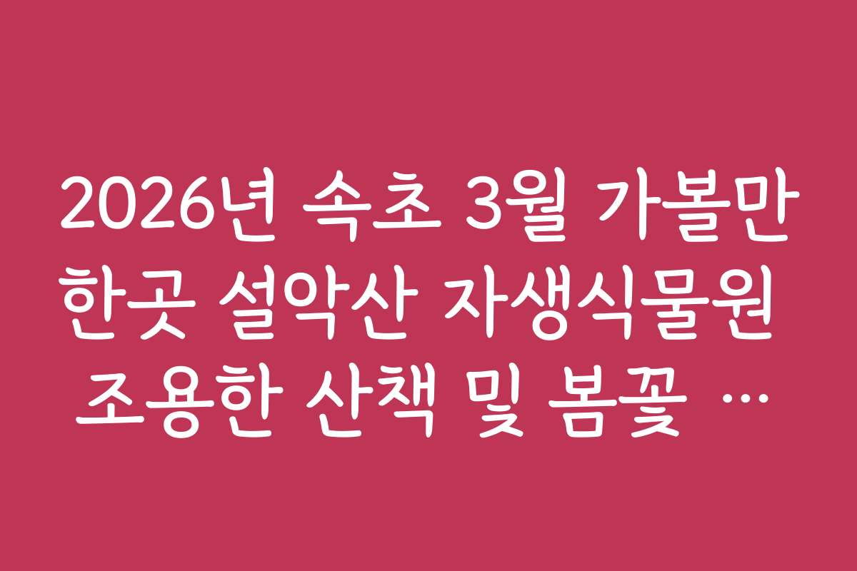 2026년 속초 3월 가볼만한곳 설악산 자생식물원 조용한 산책 및 봄꽃 확인