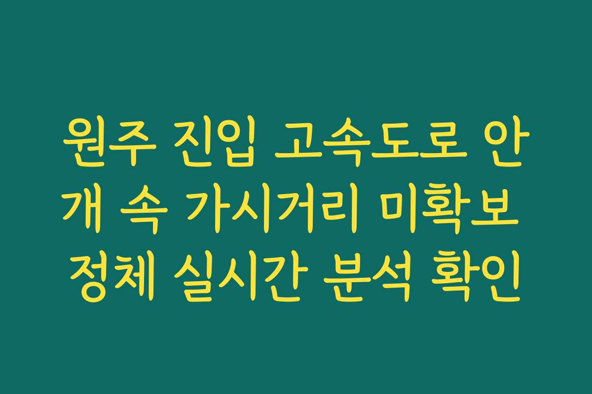원주 진입 고속도로 안개 속 가시거리 미확보 정체 실시간 분석 확인