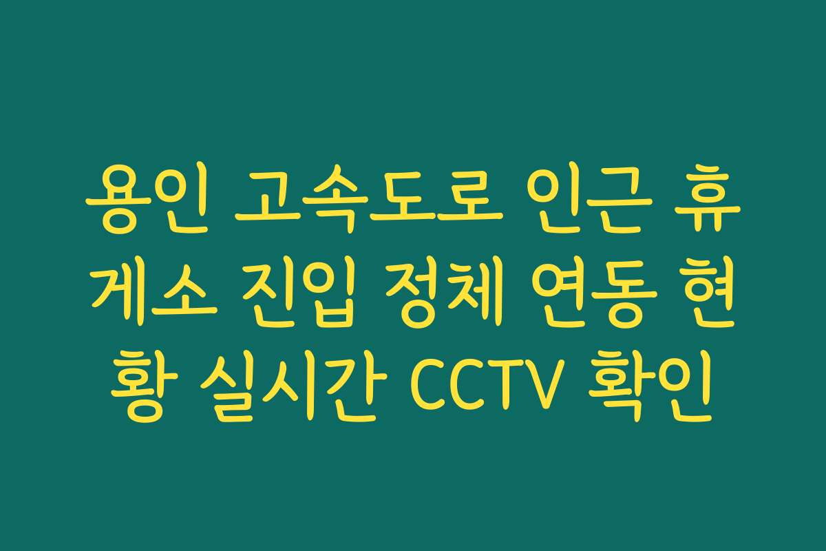 용인 고속도로 인근 휴게소 진입 정체 연동 현황 실시간 CCTV 확인