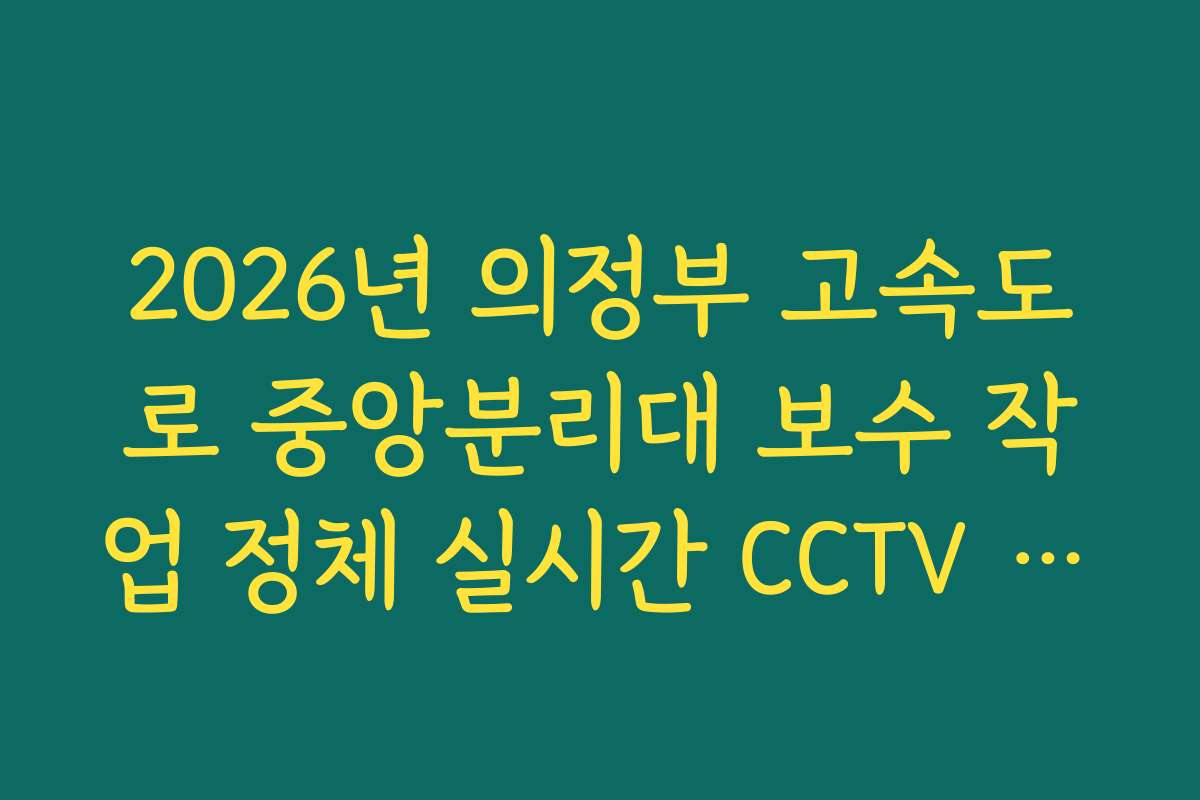 2026년 의정부 고속도로 중앙분리대 보수 작업 정체 실시간 CCTV 확인