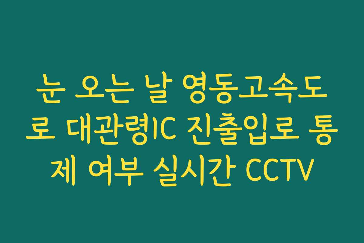 눈 오는 날 영동고속도로 대관령IC 진출입로 통제 여부 실시간 CCTV