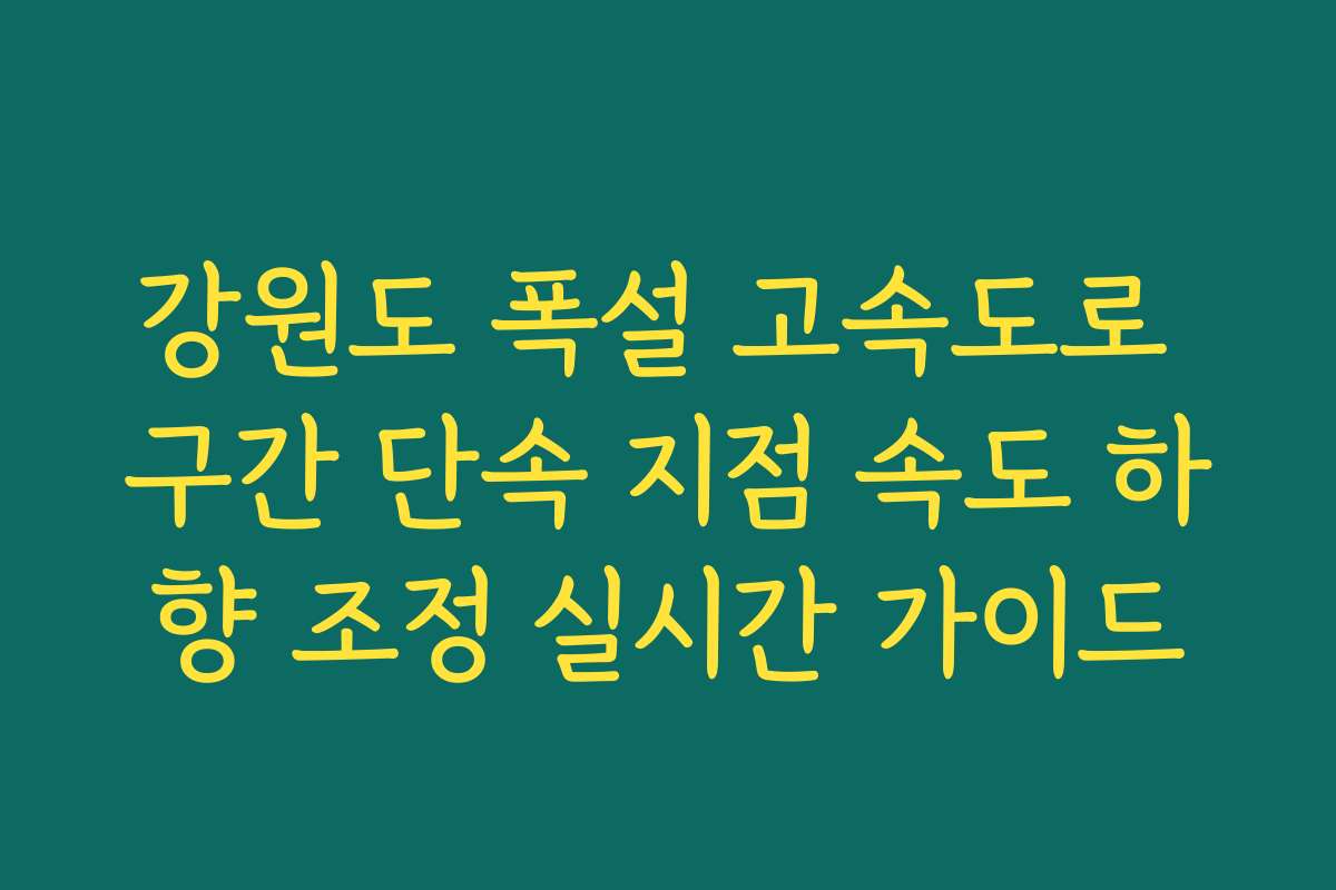 강원도 폭설 고속도로 구간 단속 지점 속도 하향 조정 실시간 가이드