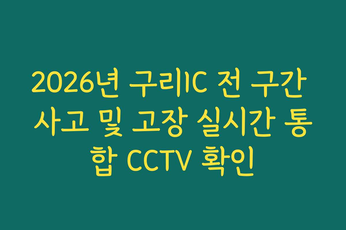 2026년 구리IC 전 구간 사고 및 고장 실시간 통합 CCTV 확인