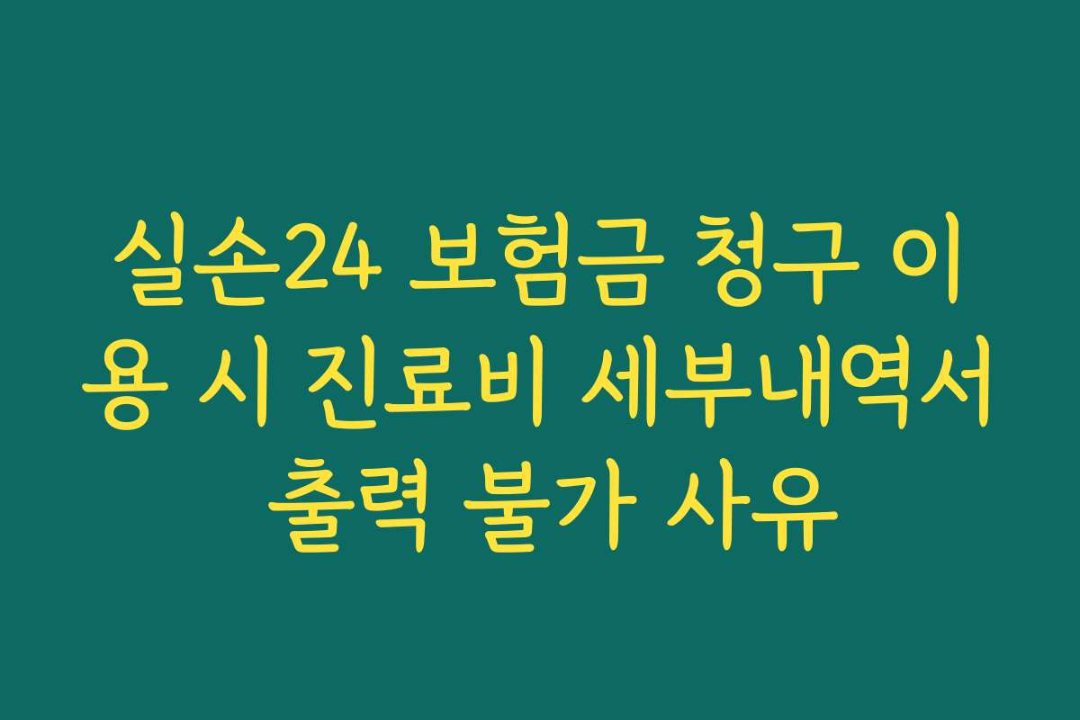 실손24 보험금 청구 이용 시 진료비 세부내역서 출력 불가 사유