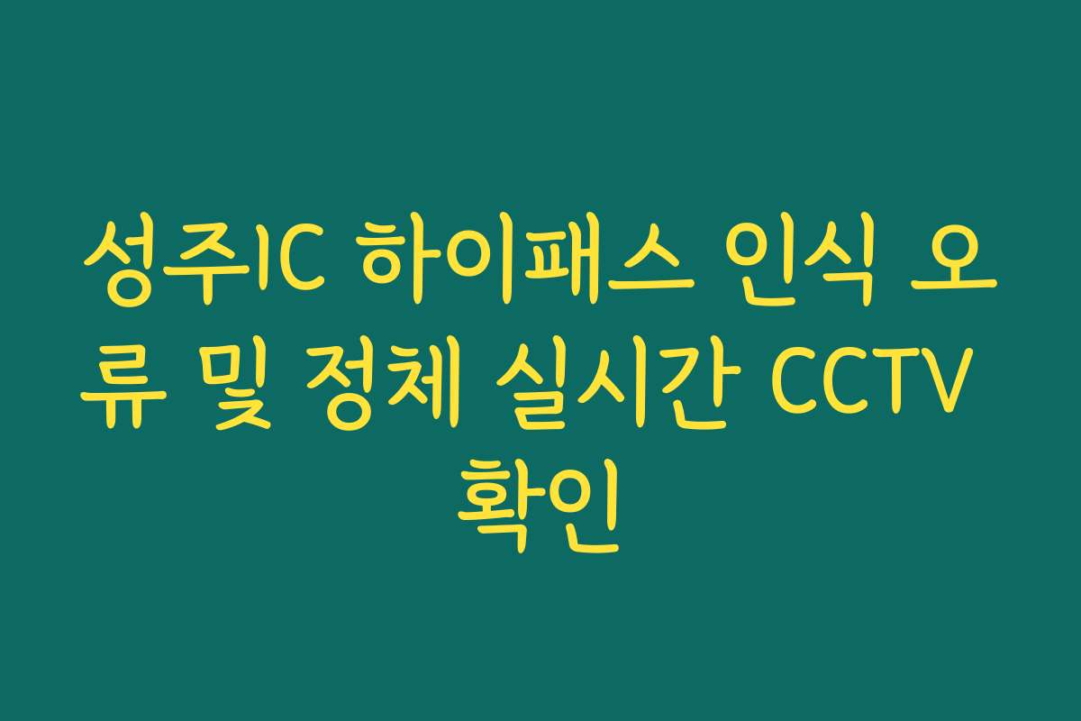 성주IC 하이패스 인식 오류 및 정체 실시간 CCTV 확인