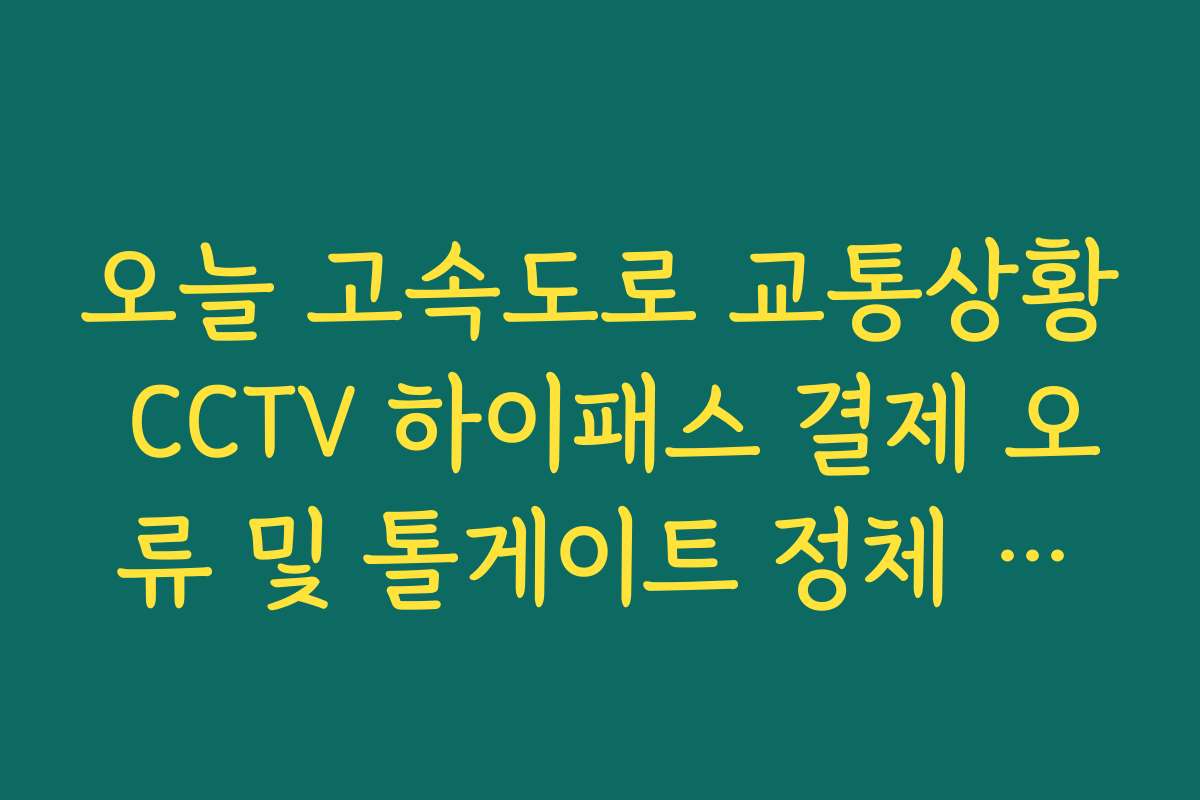 오늘 고속도로 교통상황 CCTV 하이패스 결제 오류 및 톨게이트 정체 상황