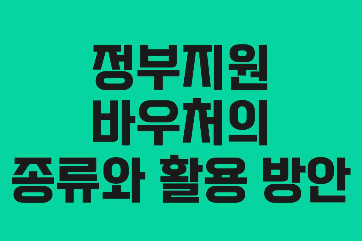 정부지원 바우처의 종류와 활용 방안