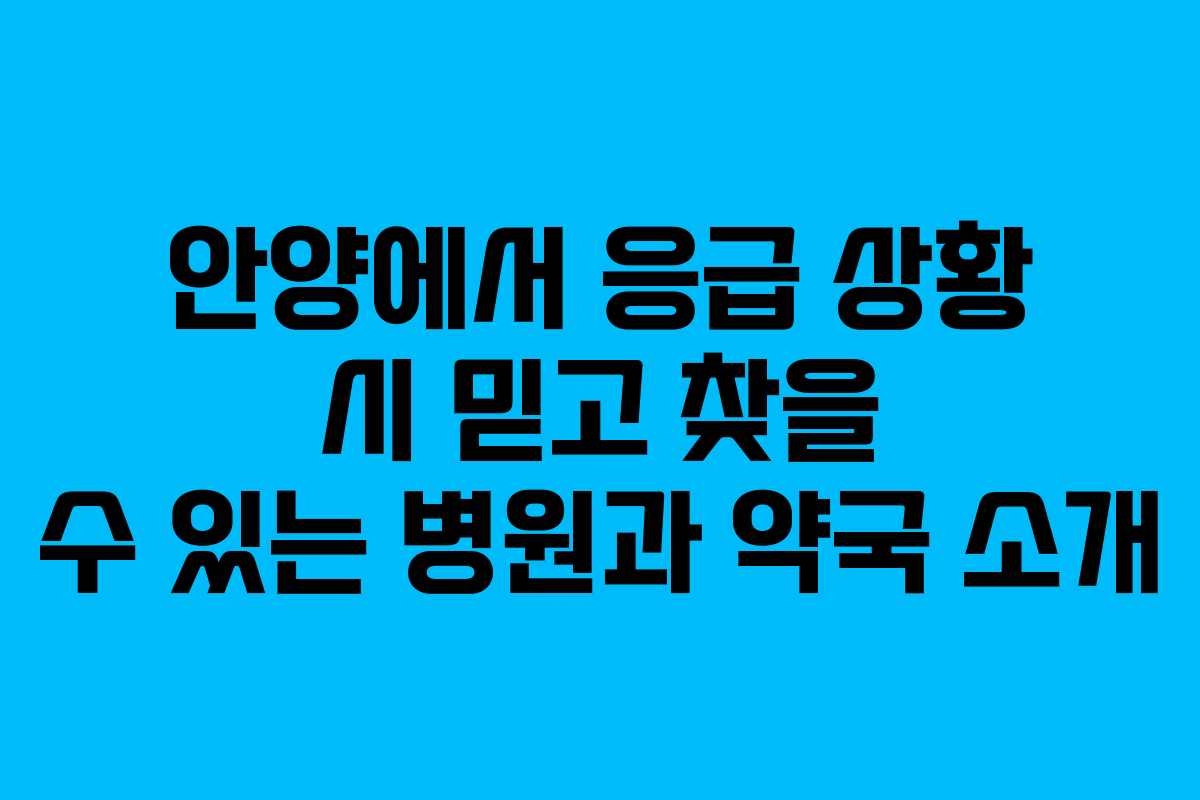 안양에서 응급 상황 시 믿고 찾을 수 있는 병원과 약국 소개