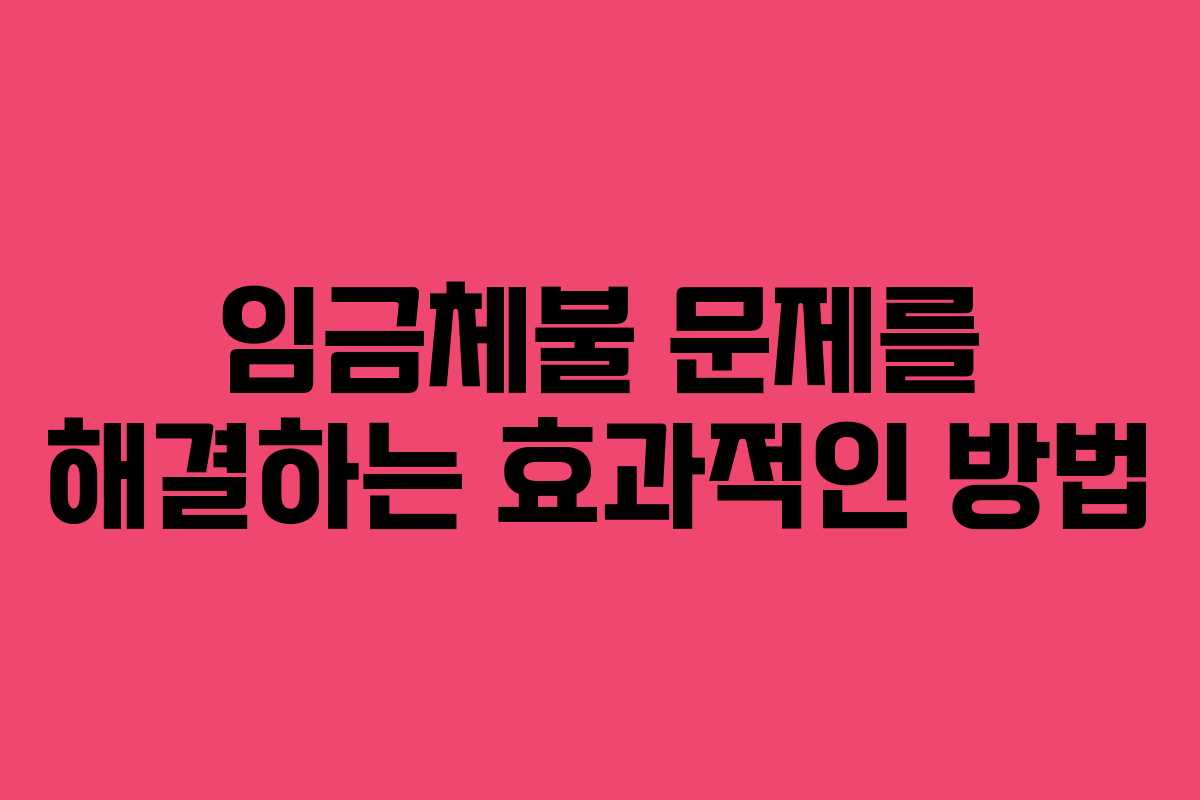 임금체불 문제를 해결하는 효과적인 방법