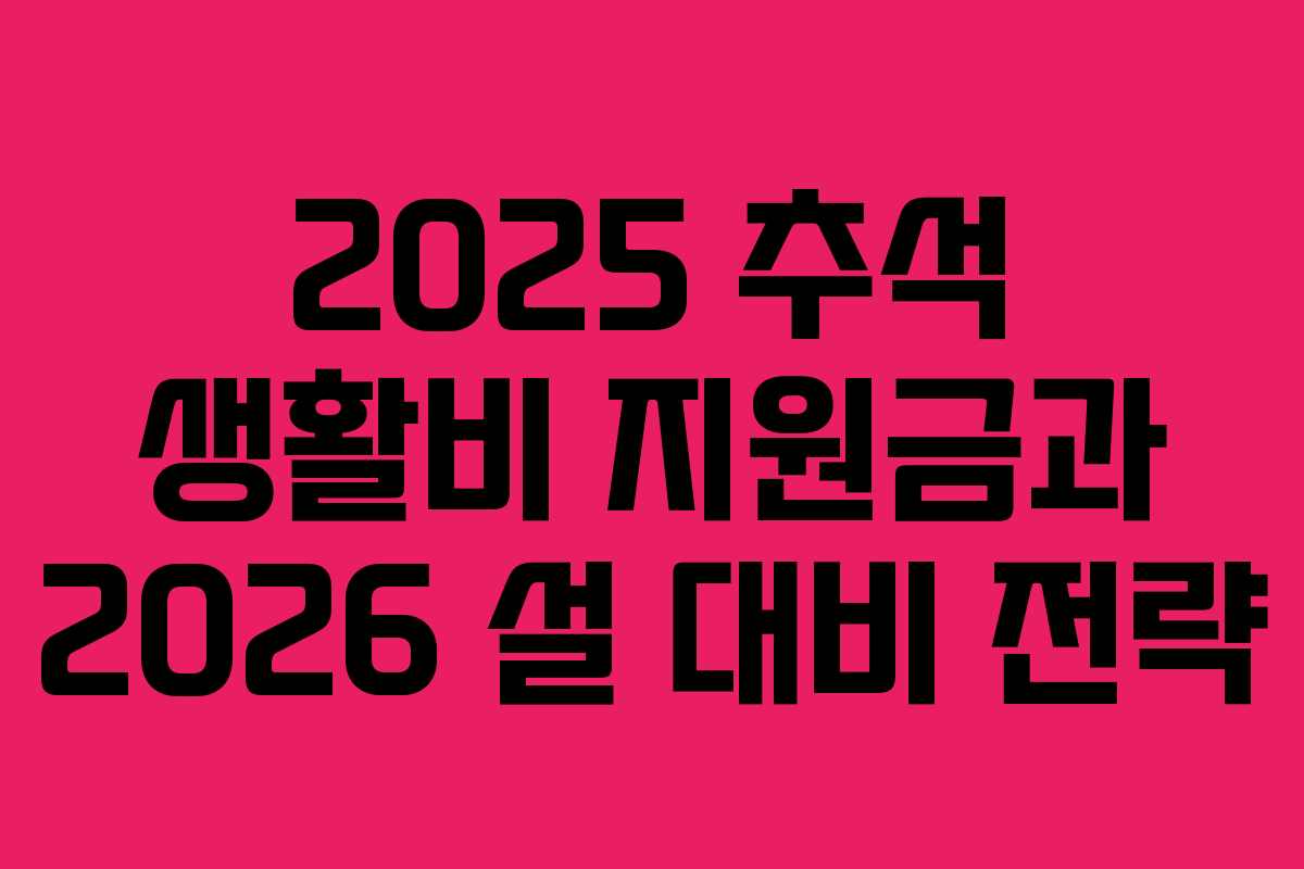 2025 추석 생활비 지원금과 2026 설 대비 전략