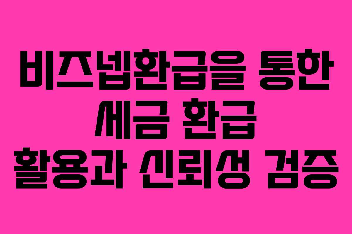 비즈넵환급을 통한 세금 환급 활용과 신뢰성 검증