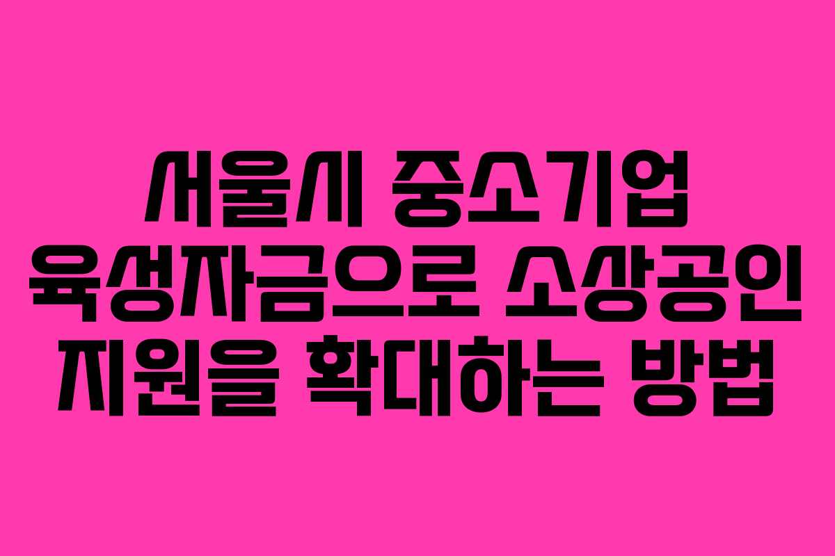 서울시 중소기업 육성자금으로 소상공인 지원을 확대하는 방법