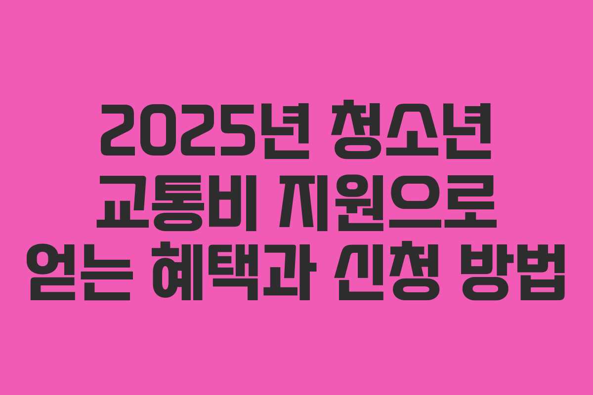 2025년 청소년 교통비 지원으로 얻는 혜택과 신청 방법