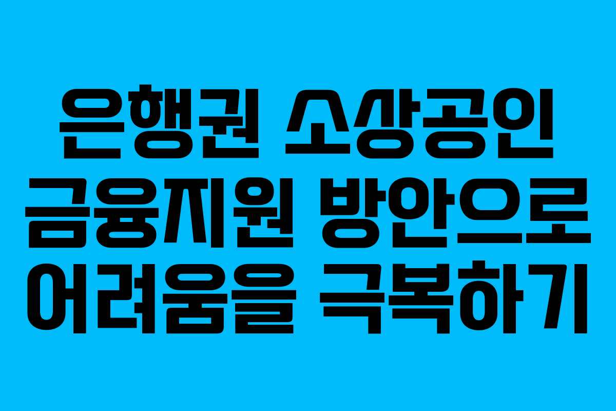 은행권 소상공인 금융지원 방안으로 어려움을 극복하기