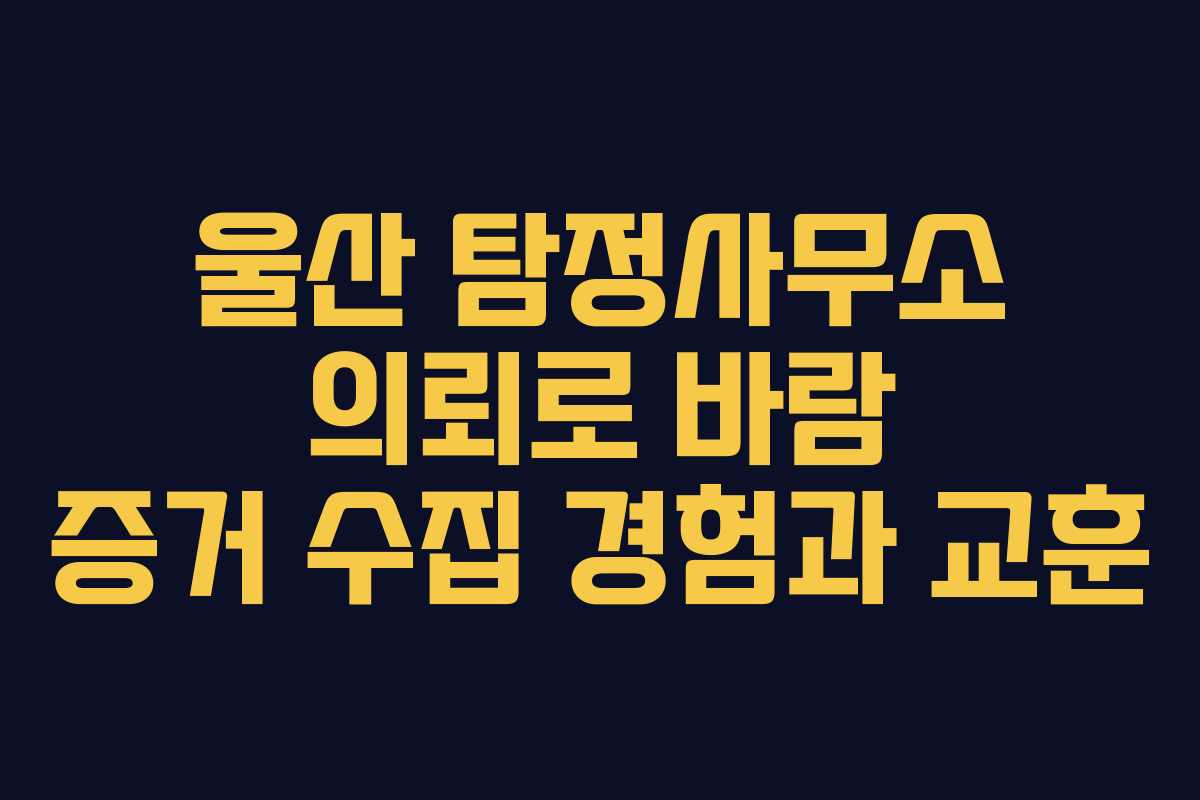 울산 탐정사무소 의뢰로 바람 증거 수집 경험과 교훈