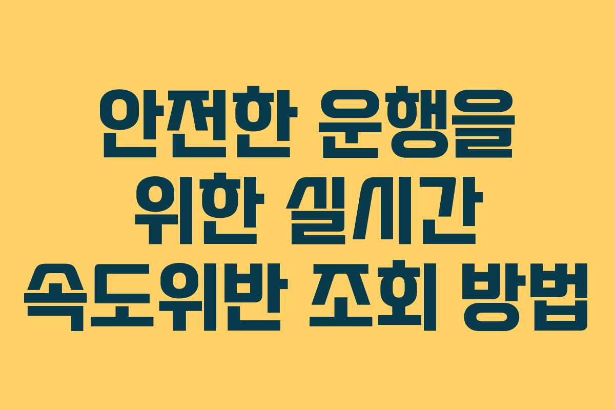 안전한 운행을 위한 실시간 속도위반 조회 방법