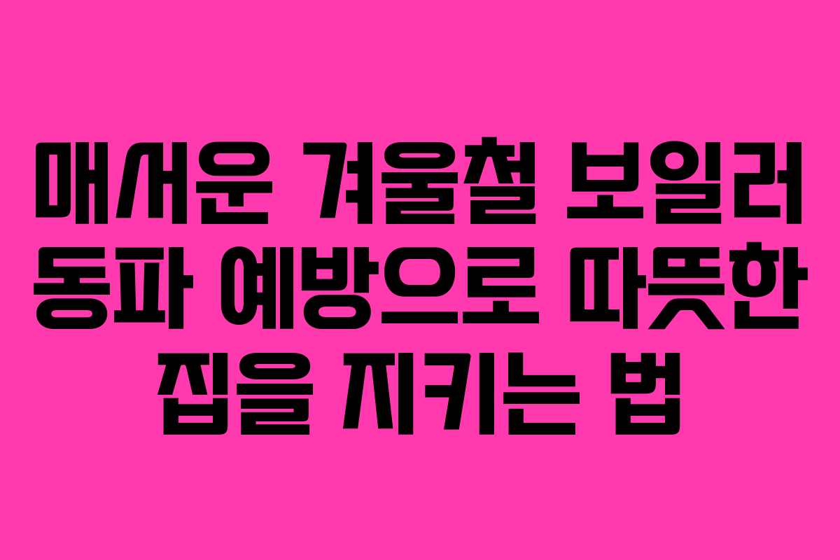 매서운 겨울철 보일러 동파 예방으로 따뜻한 집을 지키는 법