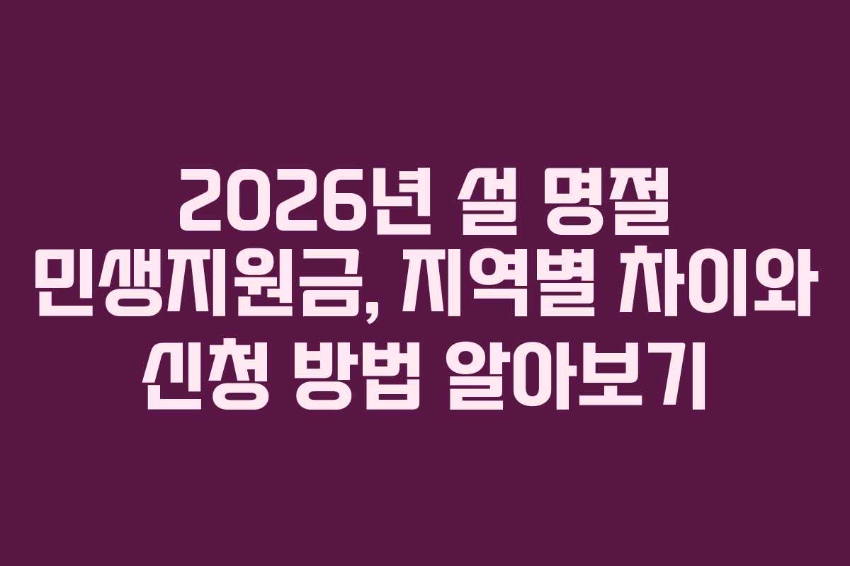 2026년 설 명절 민생지원금, 지역별 차이와 신청 방법 알아보기