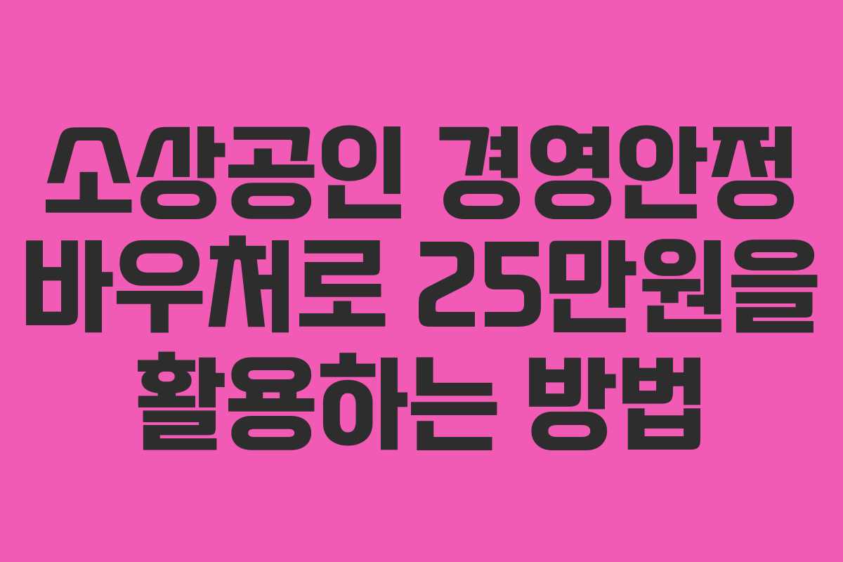 소상공인 경영안정 바우처로 25만원을 활용하는 방법