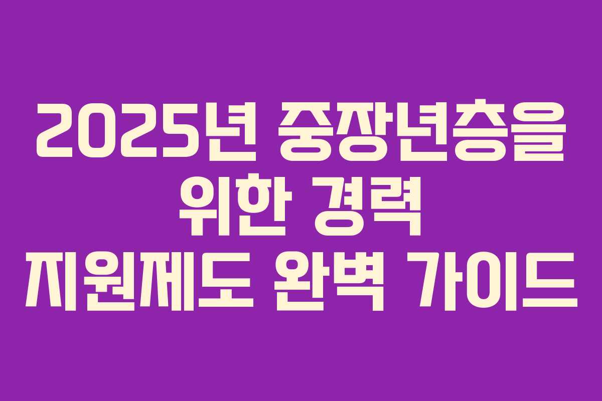 2025년 중장년층을 위한 경력 지원제도 완벽 가이드