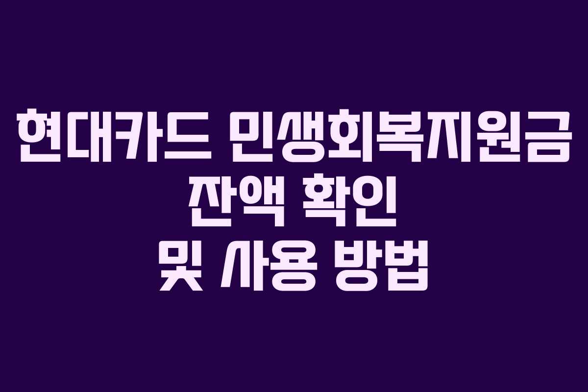 현대카드 민생회복지원금 잔액 확인 및 사용 방법