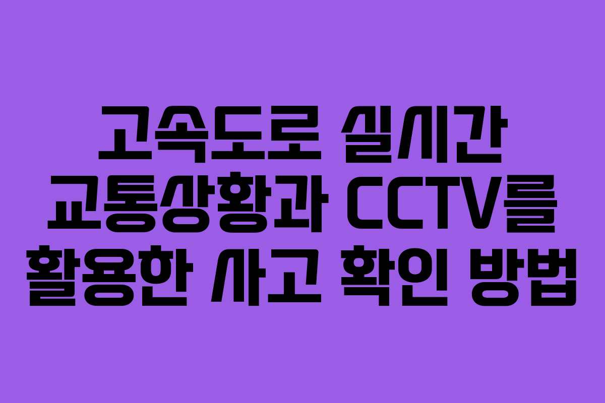 고속도로 실시간 교통상황과 CCTV를 활용한 사고 확인 방법