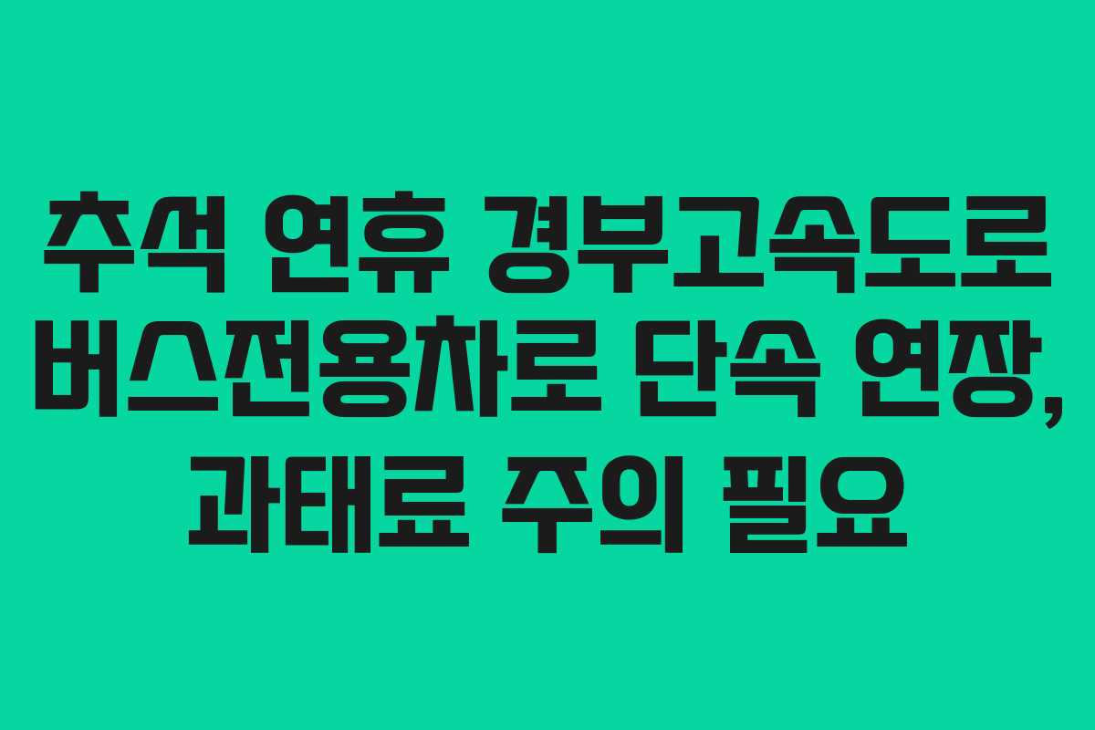 추석 연휴 경부고속도로 버스전용차로 단속 연장, 과태료 주의 필요