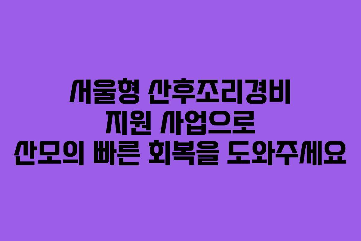 서울형 산후조리경비 지원 사업으로 산모의 빠른 회복을 도와주세요