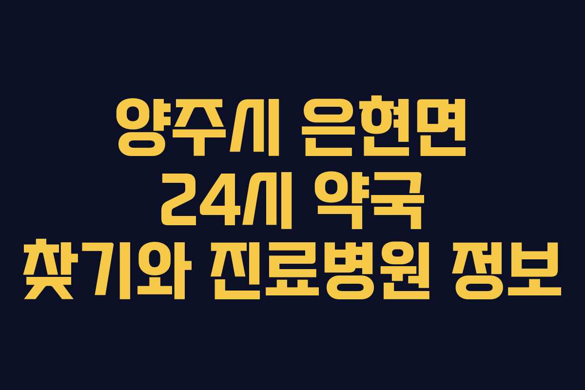 양주시 은현면 24시 약국 찾기와 진료병원 정보
