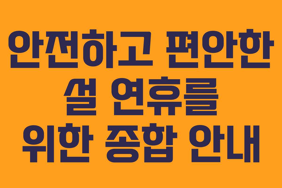 안전하고 편안한 설 연휴를 위한 종합 안내