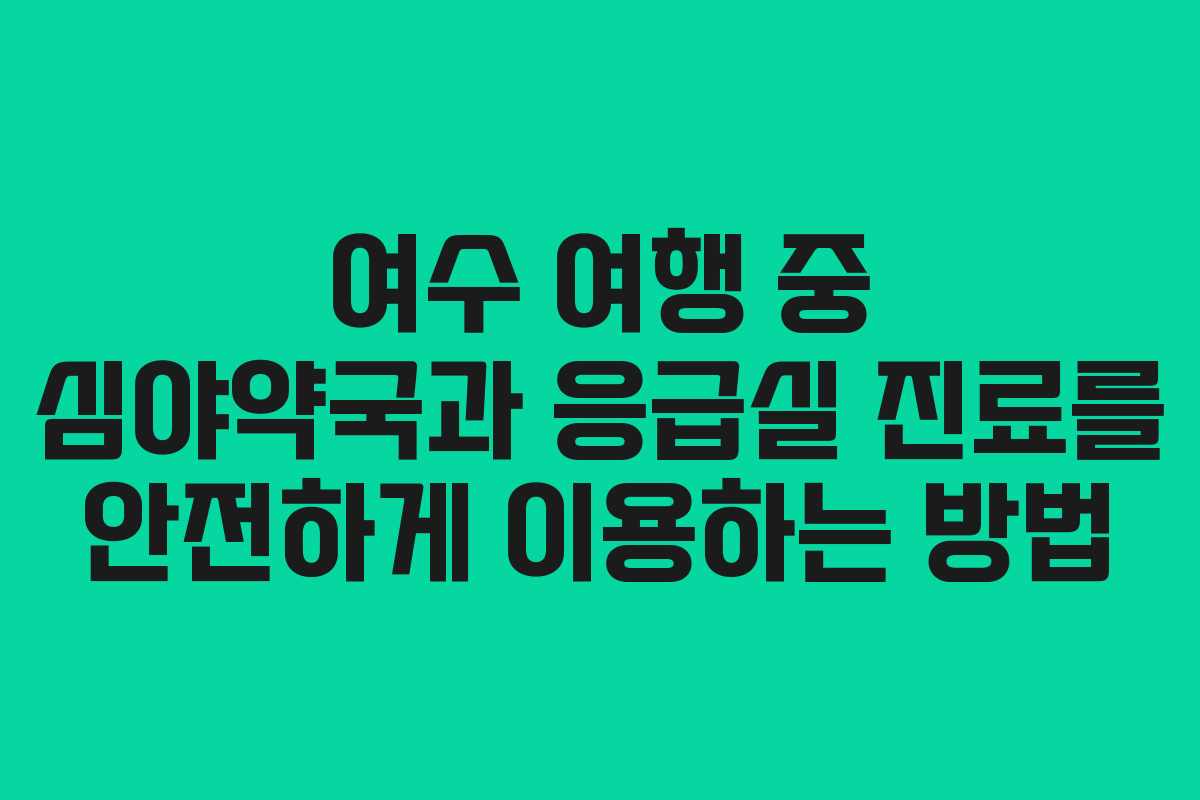 여수 여행 중 심야약국과 응급실 진료를 안전하게 이용하는 방법
