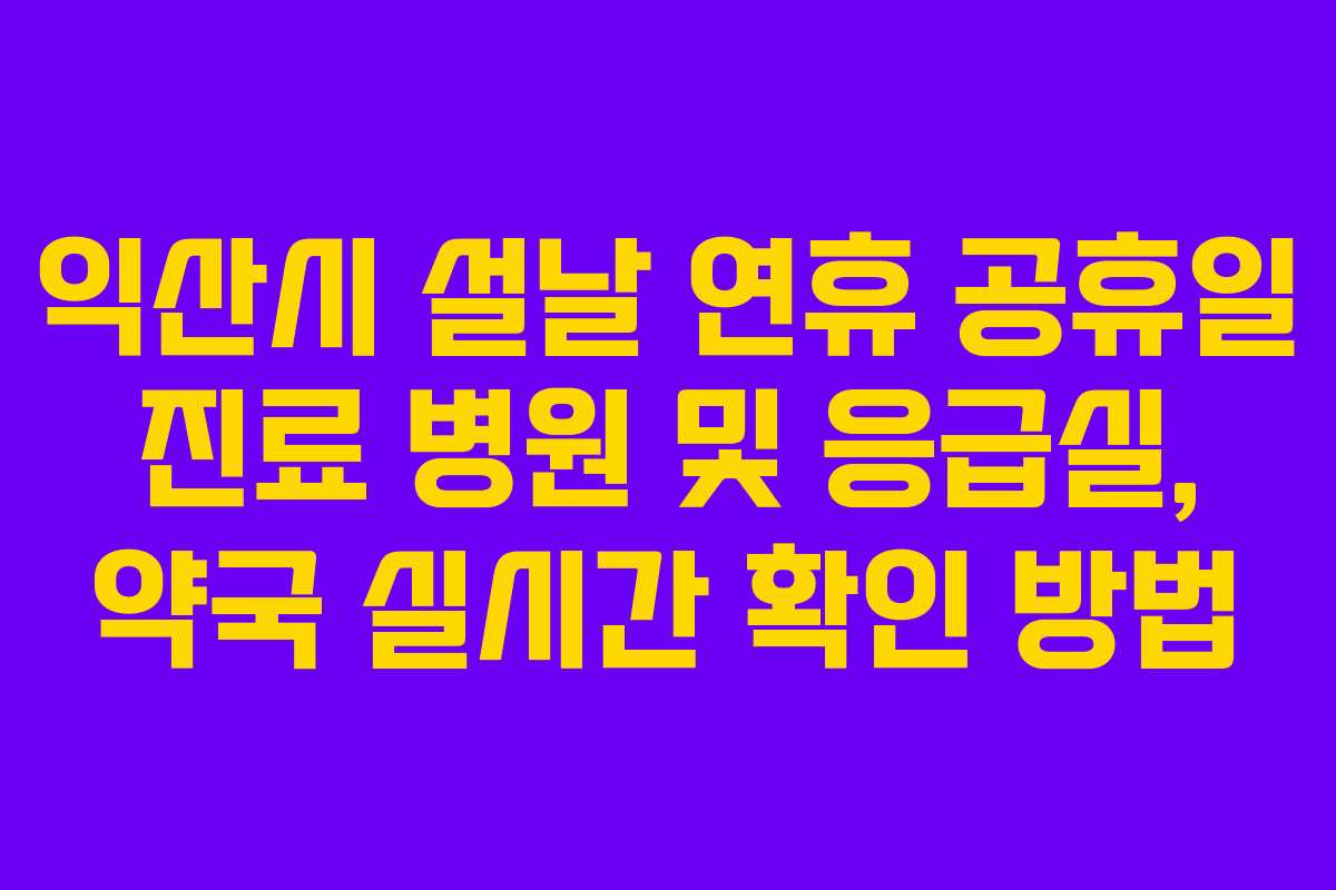 익산시 설날 연휴 공휴일 진료 병원 및 응급실, 약국 실시간 확인 방법
