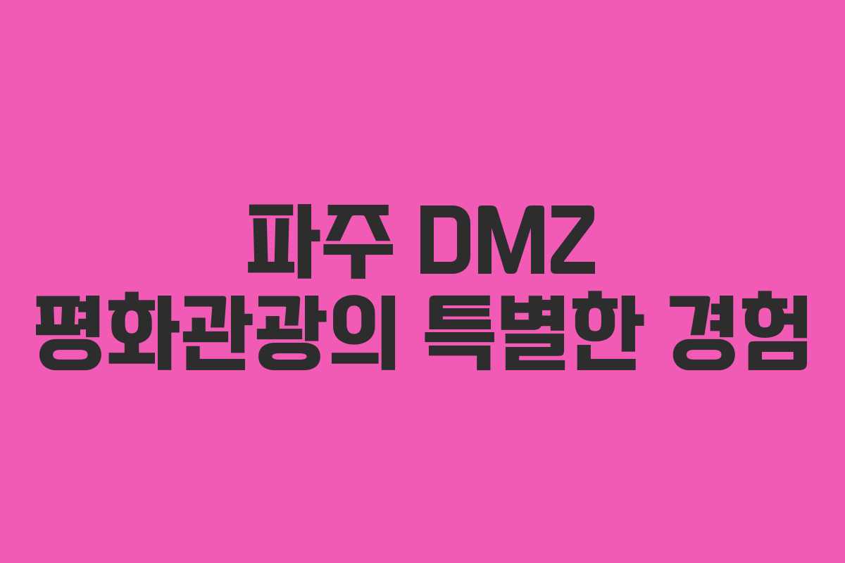 파주 DMZ 평화관광의 특별한 경험