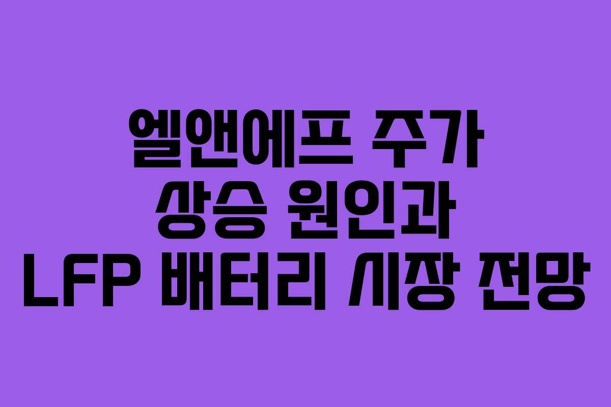 엘앤에프 주가 상승 원인과 LFP 배터리 시장 전망