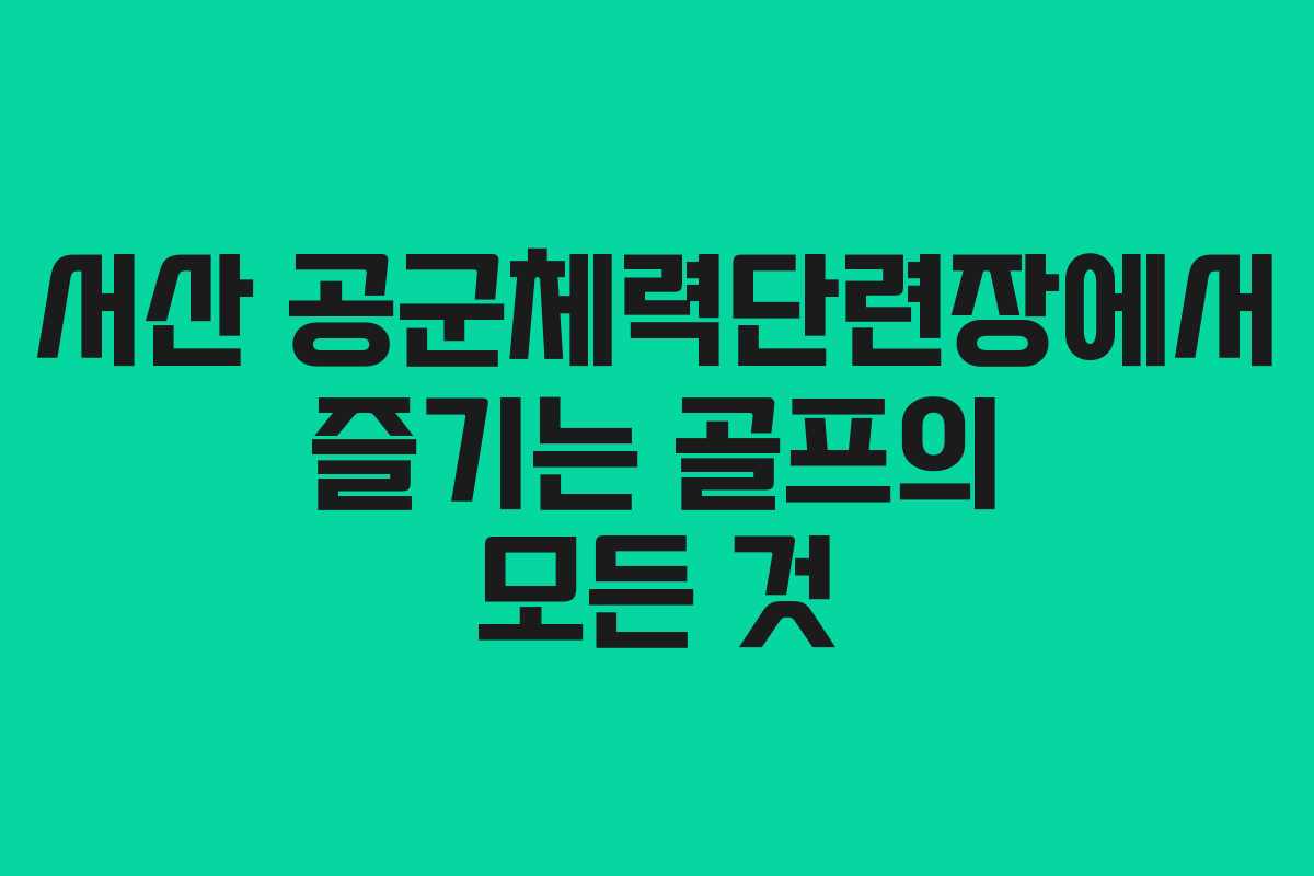 서산 공군체력단련장에서 즐기는 골프의 모든 것