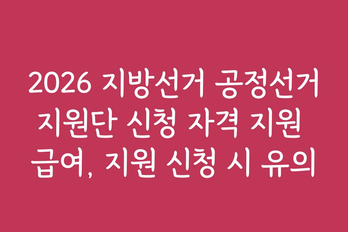 2026 지방선거 공정선거지원단 신청 자격 지원 급여, 지원 신청 시 유의