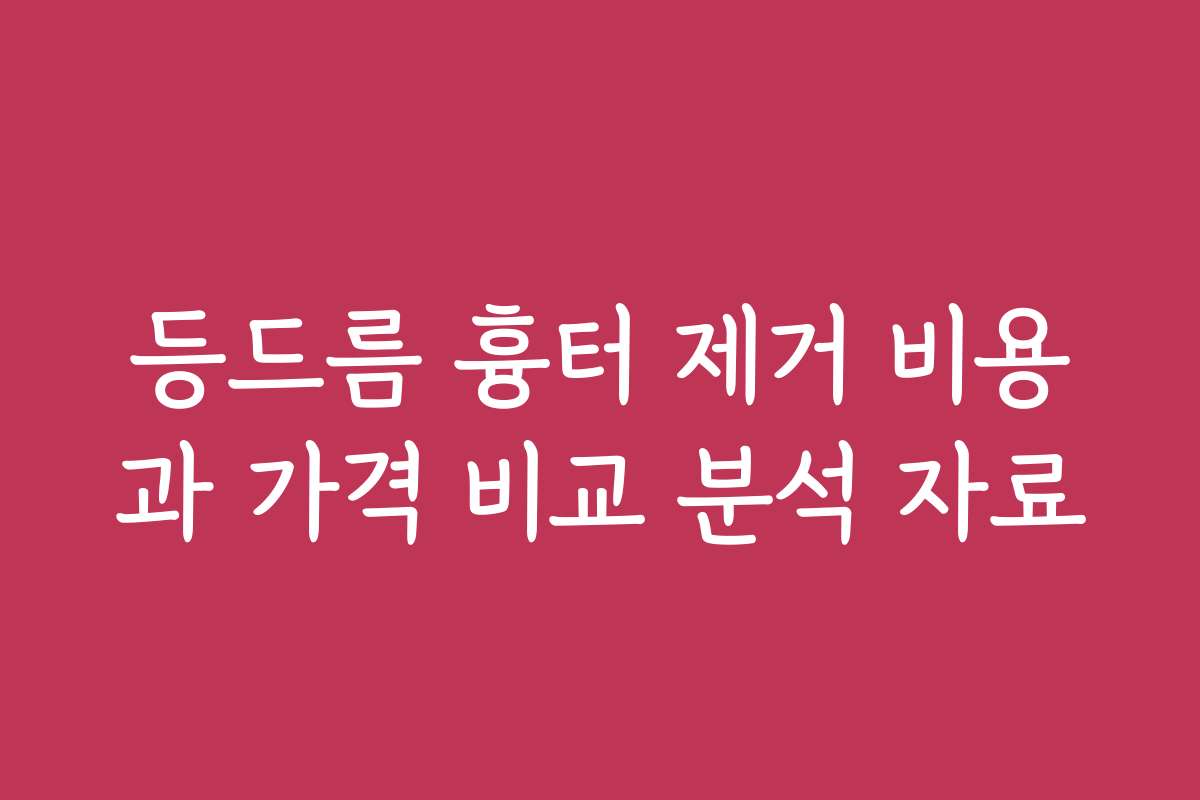 등드름 흉터 제거 비용과 가격 비교 분석 자료