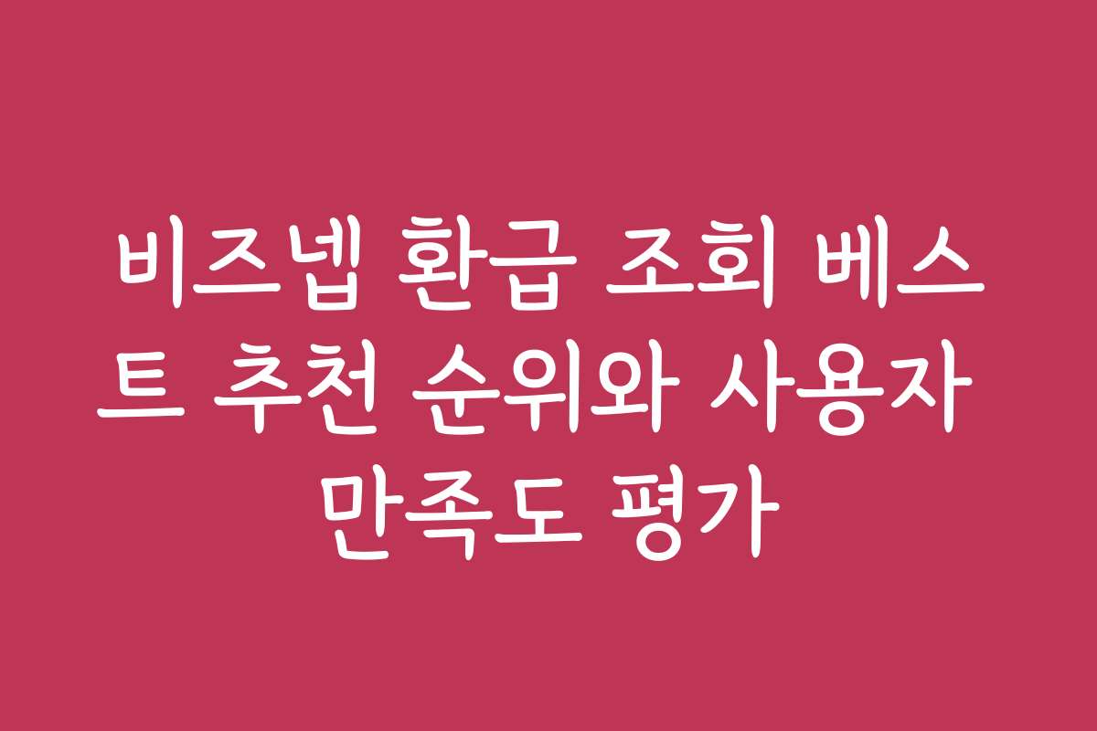 비즈넵 환급 조회 베스트 추천 순위와 사용자 만족도 평가