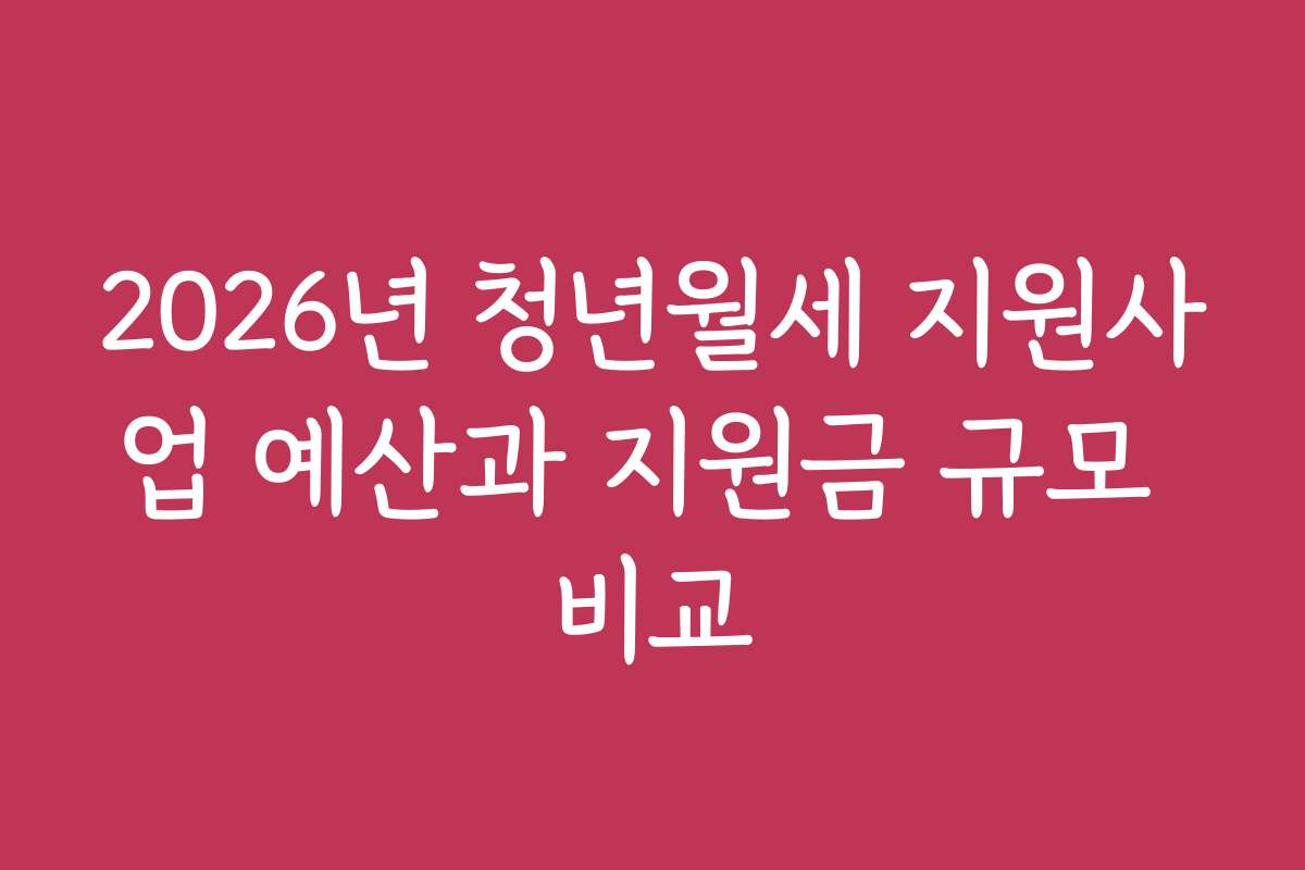 2026년 청년월세 지원사업 예산과 지원금 규모 비교