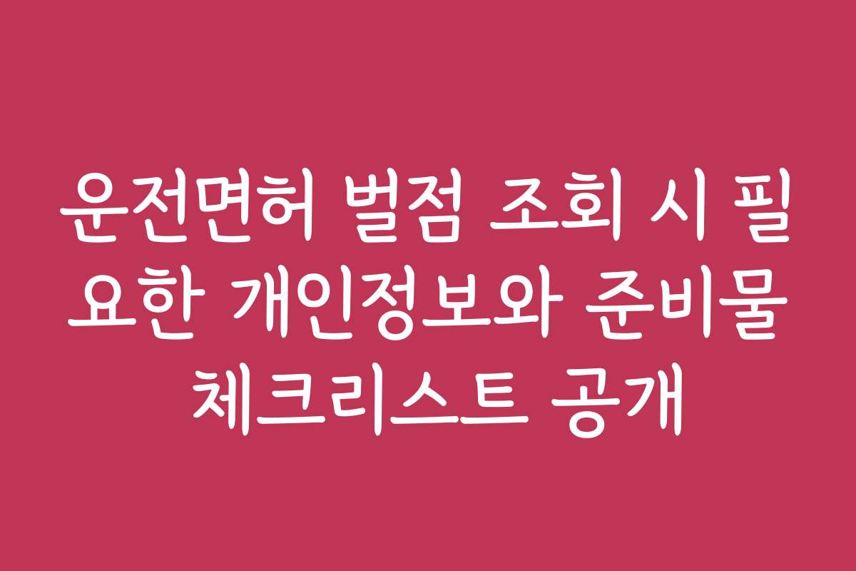 운전면허 벌점 조회 시 필요한 개인정보와 준비물 체크리스트 공개
