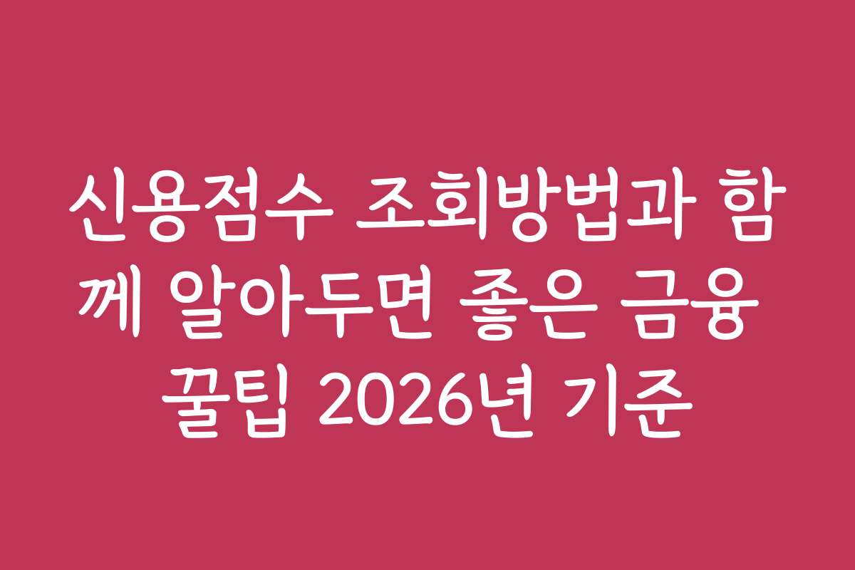 신용점수 조회방법과 함께 알아두면 좋은 금융 꿀팁 2026년 기준
