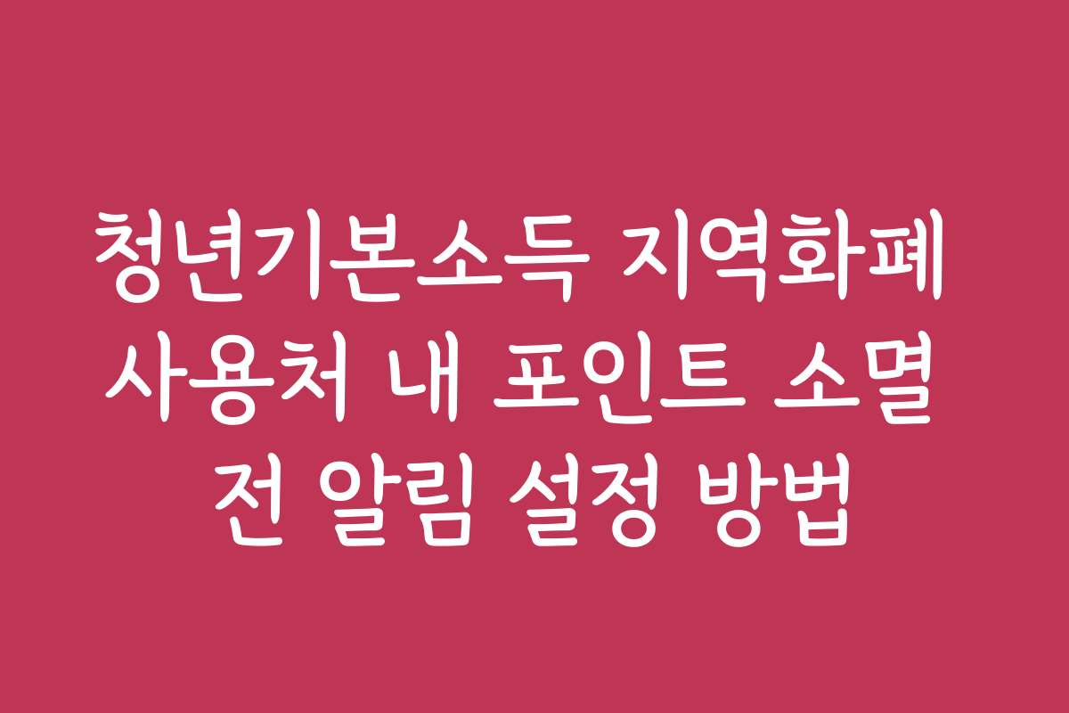 청년기본소득 지역화폐 사용처 내 포인트 소멸 전 알림 설정 방법