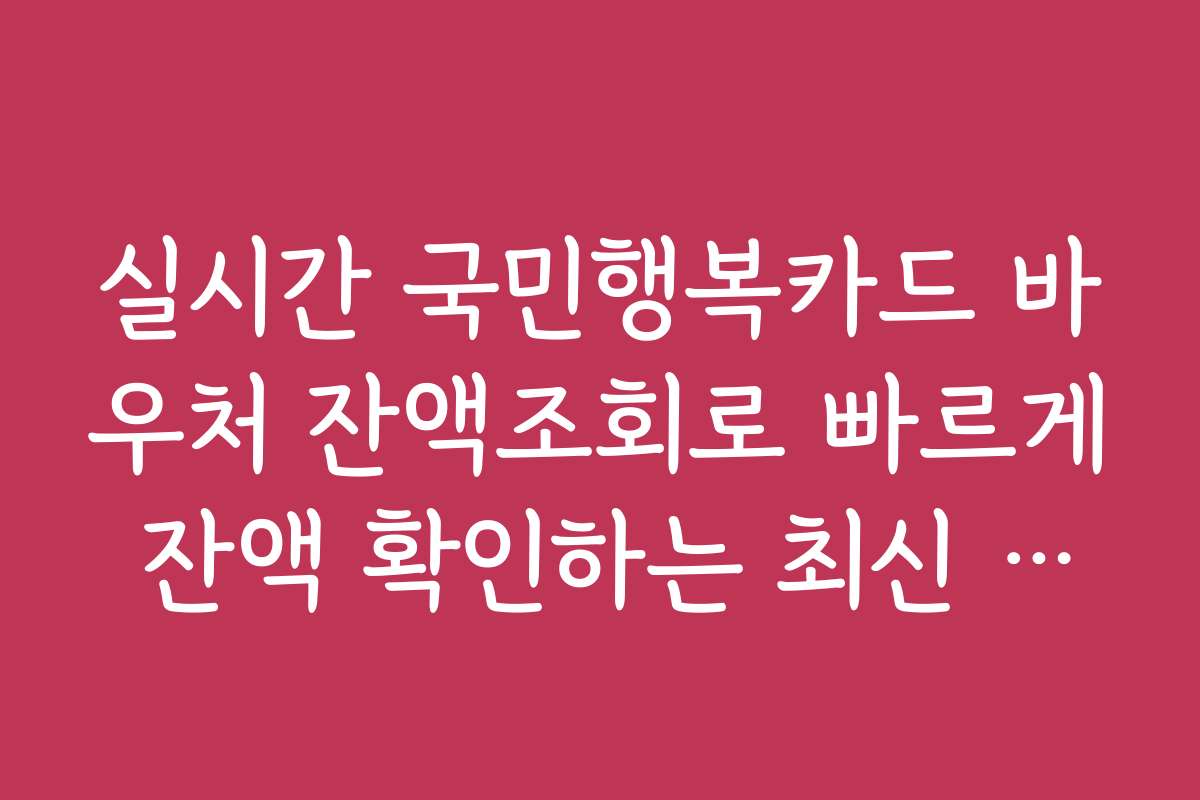 실시간 국민행복카드 바우처 잔액조회로 빠르게 잔액 확인하는 최신 기술 소개