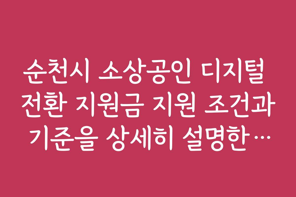 순천시 소상공인 디지털 전환 지원금 지원 조건과 기준을 상세히 설명한 자료